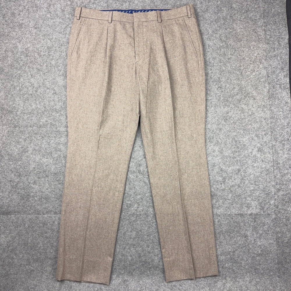 Brooks Brothers Red Fleece Pants Mens 38x30 Tan Beige Pleated Cotton Tweed Egypt